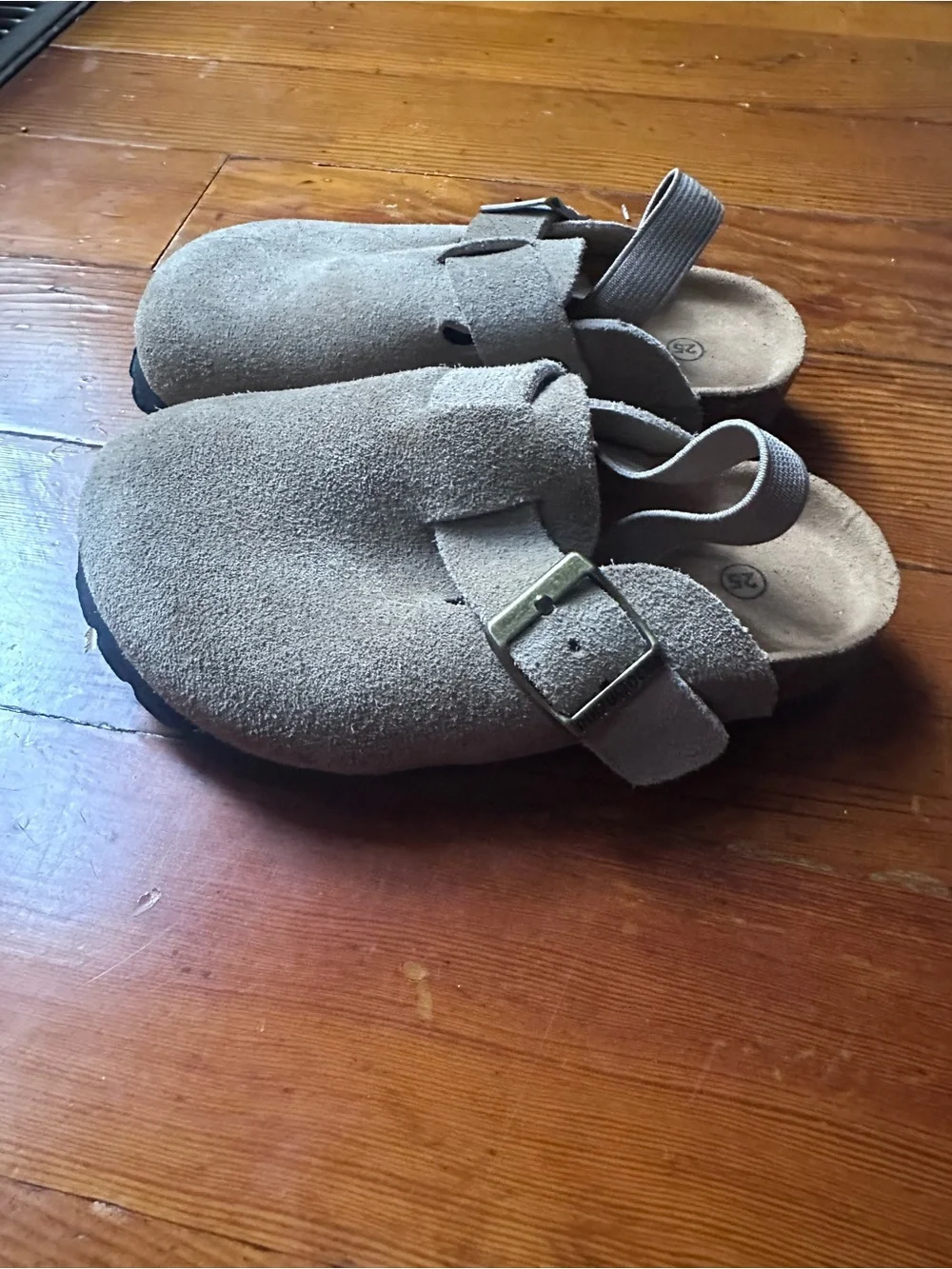 Kids Suede Buckle Sandals in Taupe